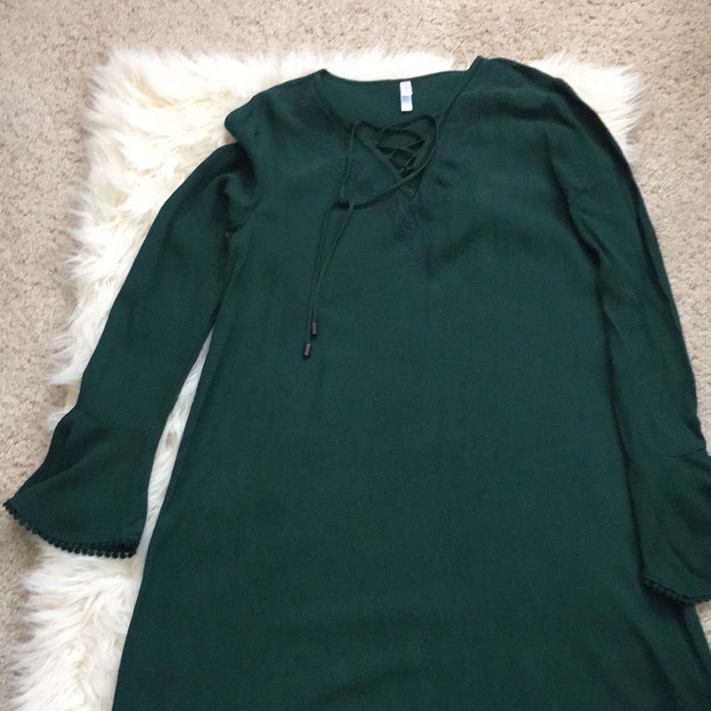 Winter green color dress - Picture 4 of 8